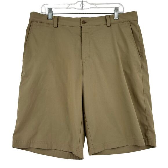 Nike Golf Dri-Fit Shorts Flat Front Stretch Standard Fit Khaki Tan Men's Size 34 - Picture 1 of 9
